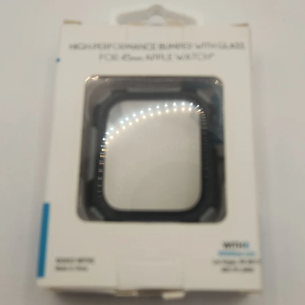 WITHit Black/Gray High-Perfor Protective Bumper w/Glass for 45MM Apple Watch NEW
